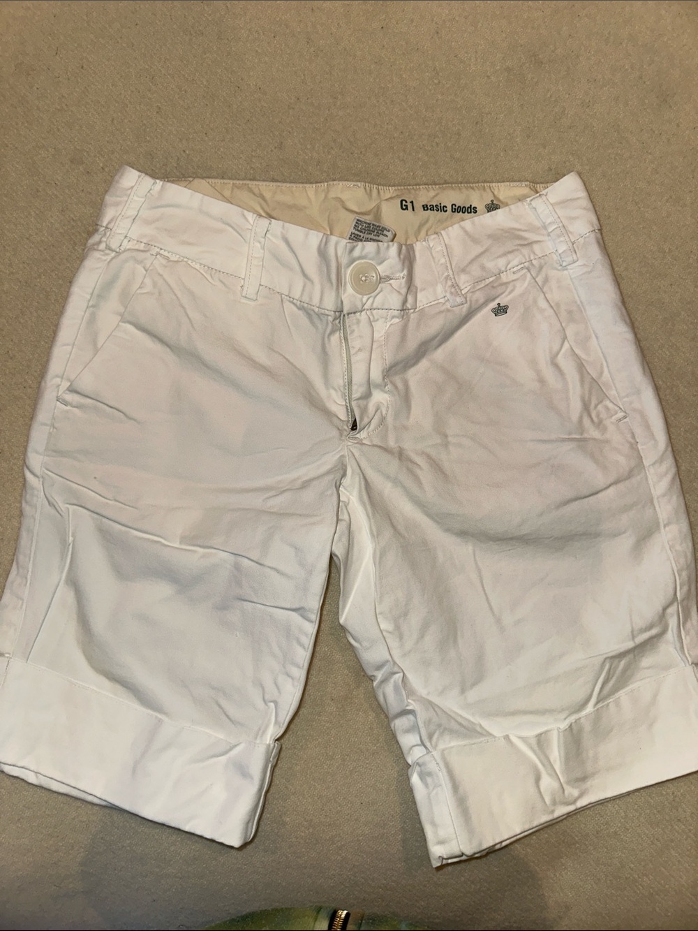 G1 White Cotton Bermuda Shorts